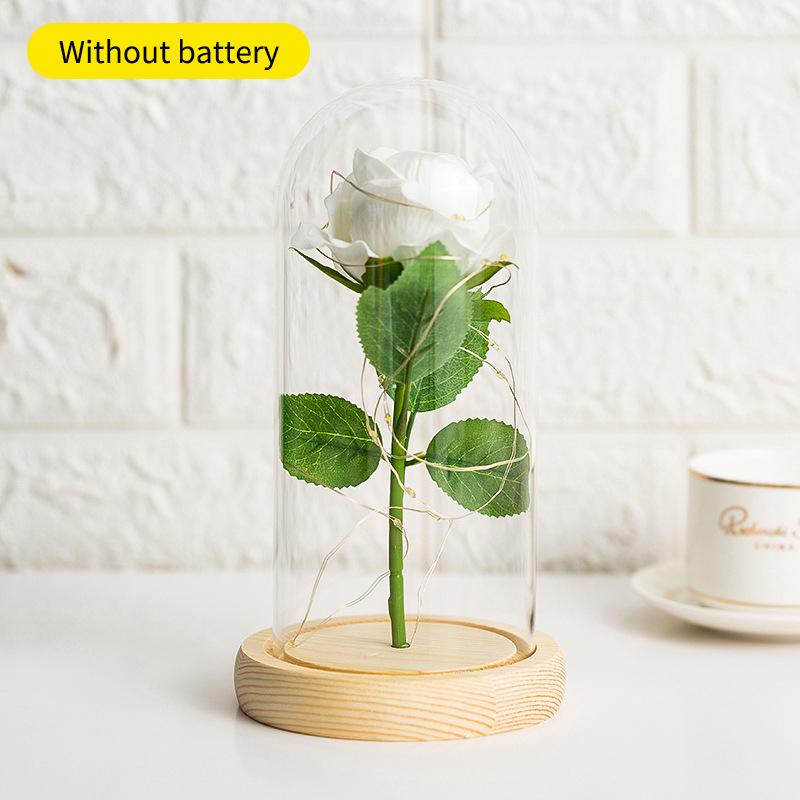 

Wedding Birthday Valentine Day Present Eternal Rose Flower Vivid Luminous Ornament For Women Mom Girlfriend Wife Household Decoration