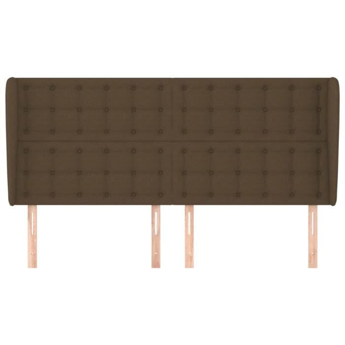 VidaXL Tête de lit avec oreilles Marron foncé 203x23x118-128 cm Tissu3118415