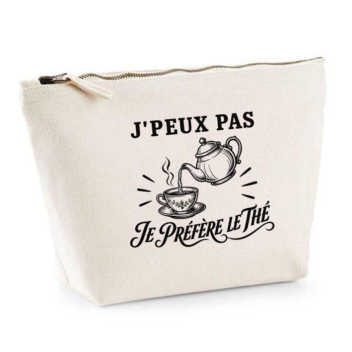 Trousse de toilette - PLANETEE - J'peux pas minimaliste - Beige 100% coton - 3 L (28×19×9 cm) - Zip métal