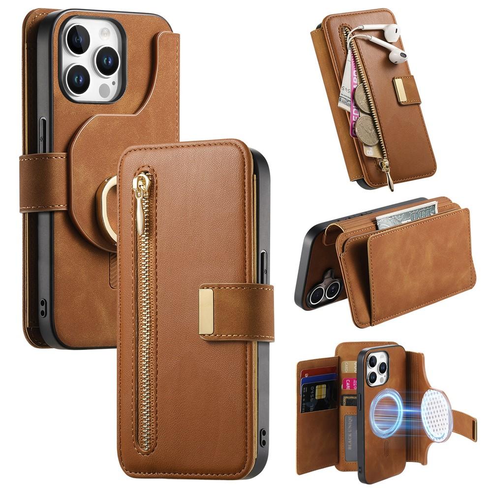 Wallet Case for iPhone 15 Pro - Leather/PU, Brown