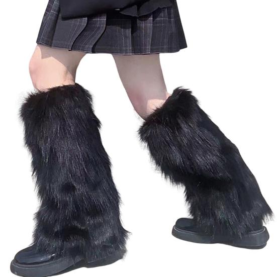 Fuzzy Leg Warmers Women Knee Length Faux Fur Leg Warmers Winter Long Boots Shoes Cuff Cover for Girls Street Party Daily Wear