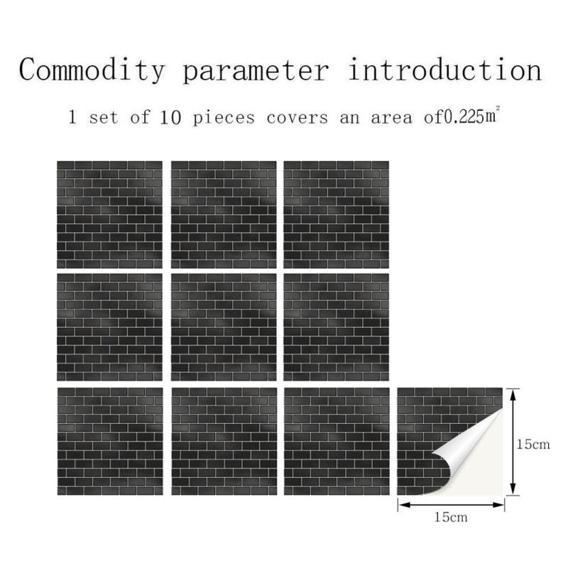 10 Stück 3D-Fliesenaufkleber, selbstklebende, wasserdichte Wandaufkleber für Küche, Badezimmer, Heimdekoration