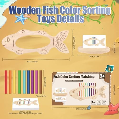 Felly Montessori Toys for Toddlers 2+ Years, Wooden Color Shape Sorting Stacking Game, Educational Learning Toys for 2 3 4 Year Old Boys Girls Kids