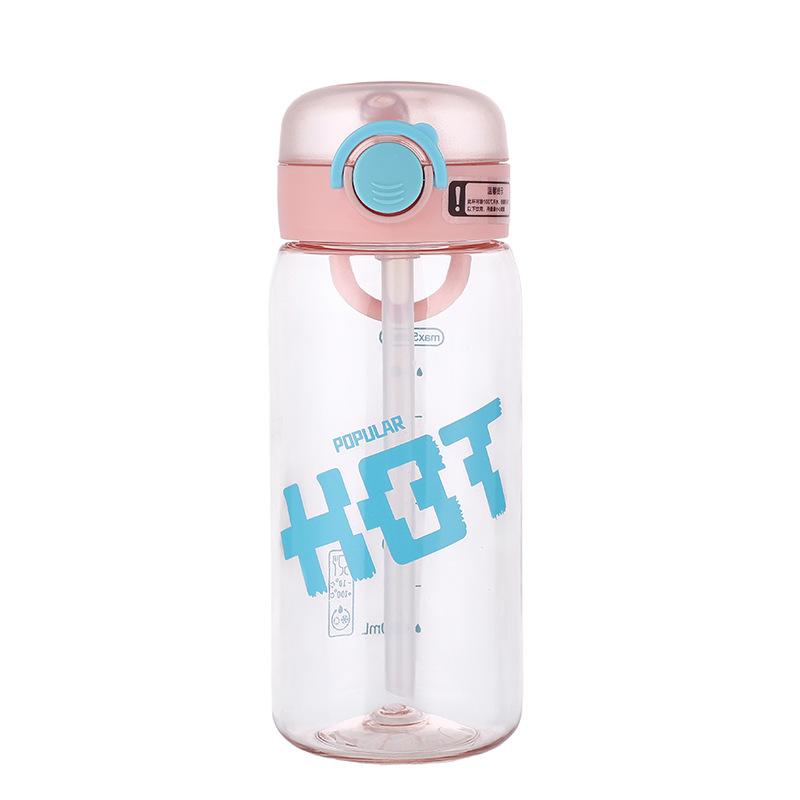 Water bottle simple and fresh children's water cup student high value plastic straw cup large capacity men and women summer portable sports