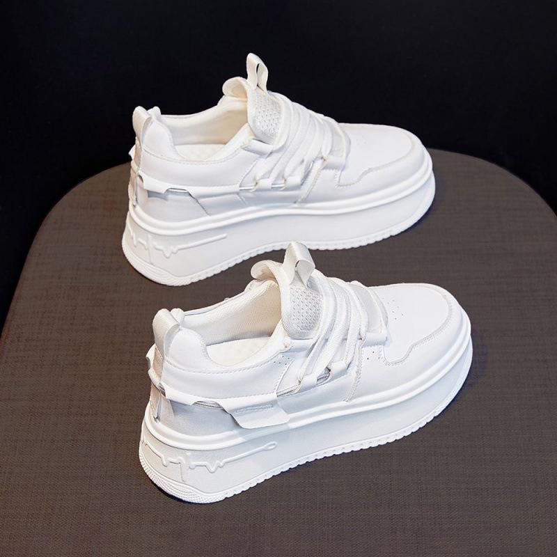 

Туфли из натуральной мягкой кожи белого цвета для женщин, весна и осень, новые, универсальные, на толстой подошве, для отдыха, на платформе, спортивные женские туфли со скрытым каблуком 39