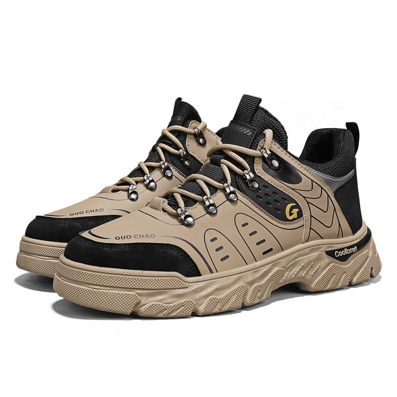 Fashion New Leather Sneakers Breathable Men Casual Shoes Comfortable Walking Shoes Non-Slip Outdoors Hiking Shoes Fashion Men's Shoes