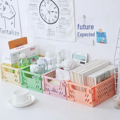 Korean Foldable Plastic Storage Box for Desk Organization and Skincare