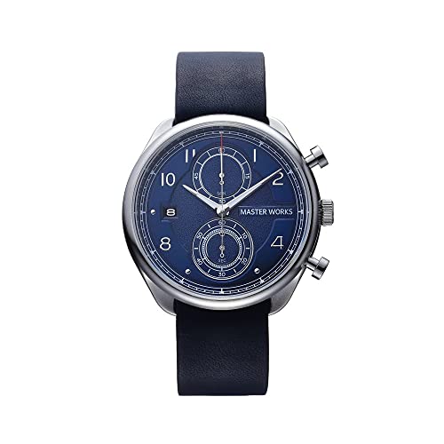 

MASTER WORKS Quattro 002 MW07SN-EDNVG8 Men s Watch, Made in Japan, Quartz Movement, 41mm, Leather Strap, Chronograph, Navy Blue
