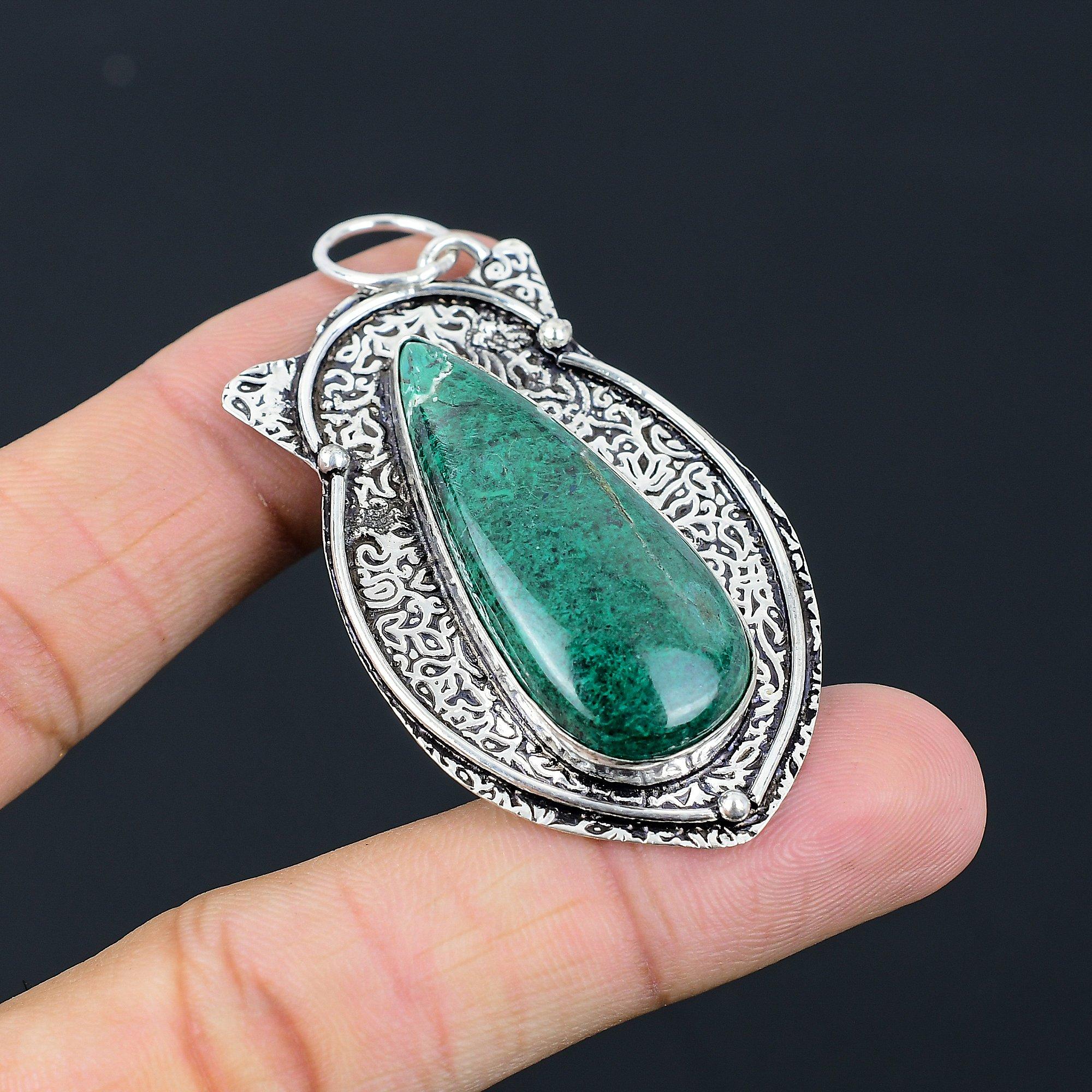 Daughters Day Deal Green Aventurine Gemstone Sterling Silver New Pendant Jewelry