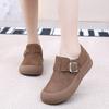 Fashion GKTINOO Winter Shoes Women Cow Suede Round Toe Buckle Design Warm Short Plush Ladies Flat Shoes Handmade