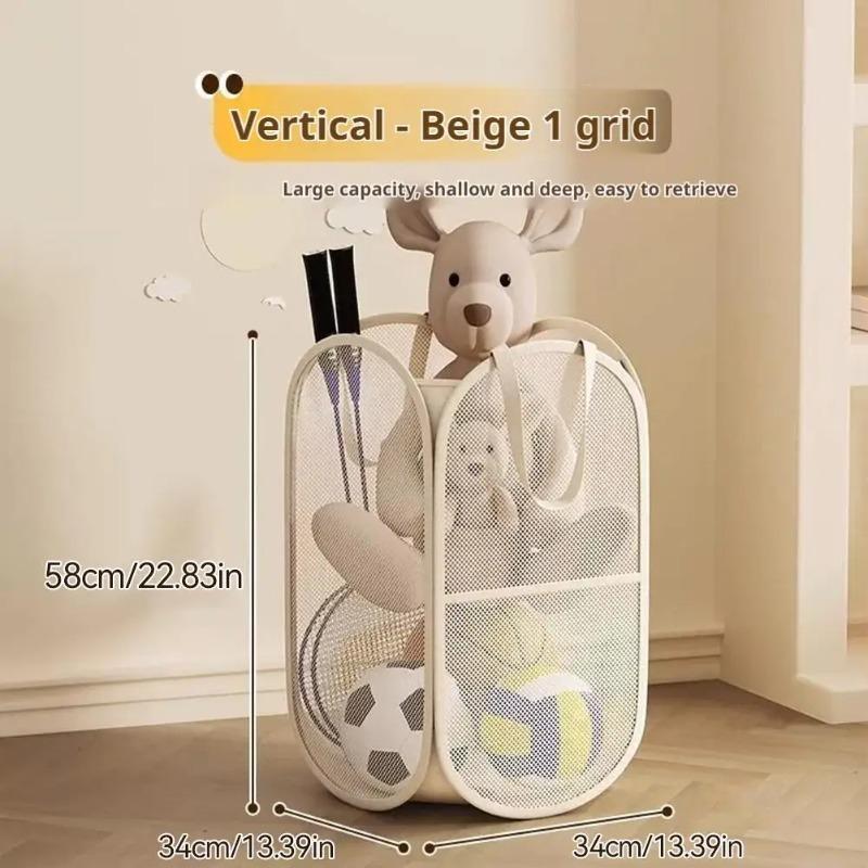 Large Kids Toy Storage Bin, Extra Capacity Organizer Basket for Stuffed Animals & Plush Toys, Portable Handle Laundry Basket