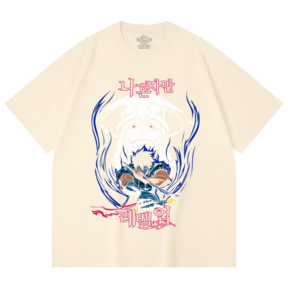 230 Gsm 100% Cotton Solo Leveling V9 Print Unisex Heavy Cotton T Shirt XS абрикосовый