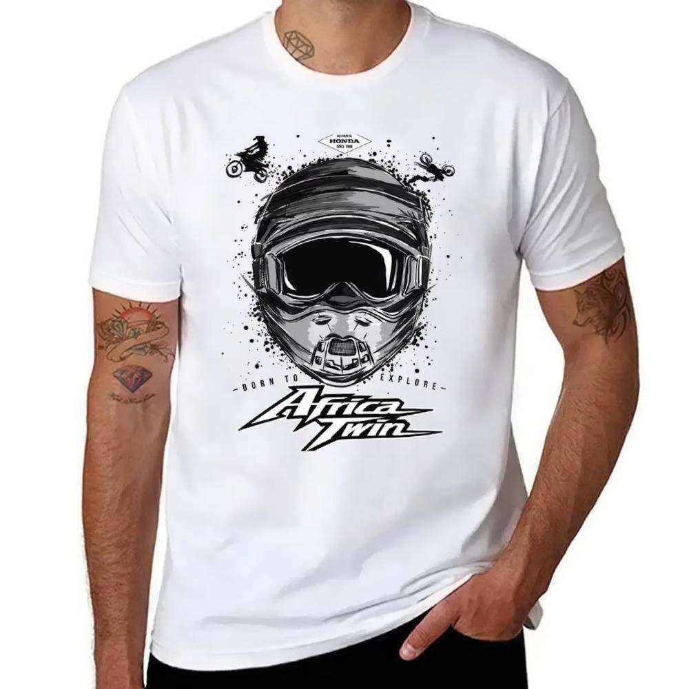 Africa Twin Motorbike Adventure T-Shirt Korean Fashion Quick Drying Tops Graphics Plain Black T Shirts Men Motorcycle Clothing