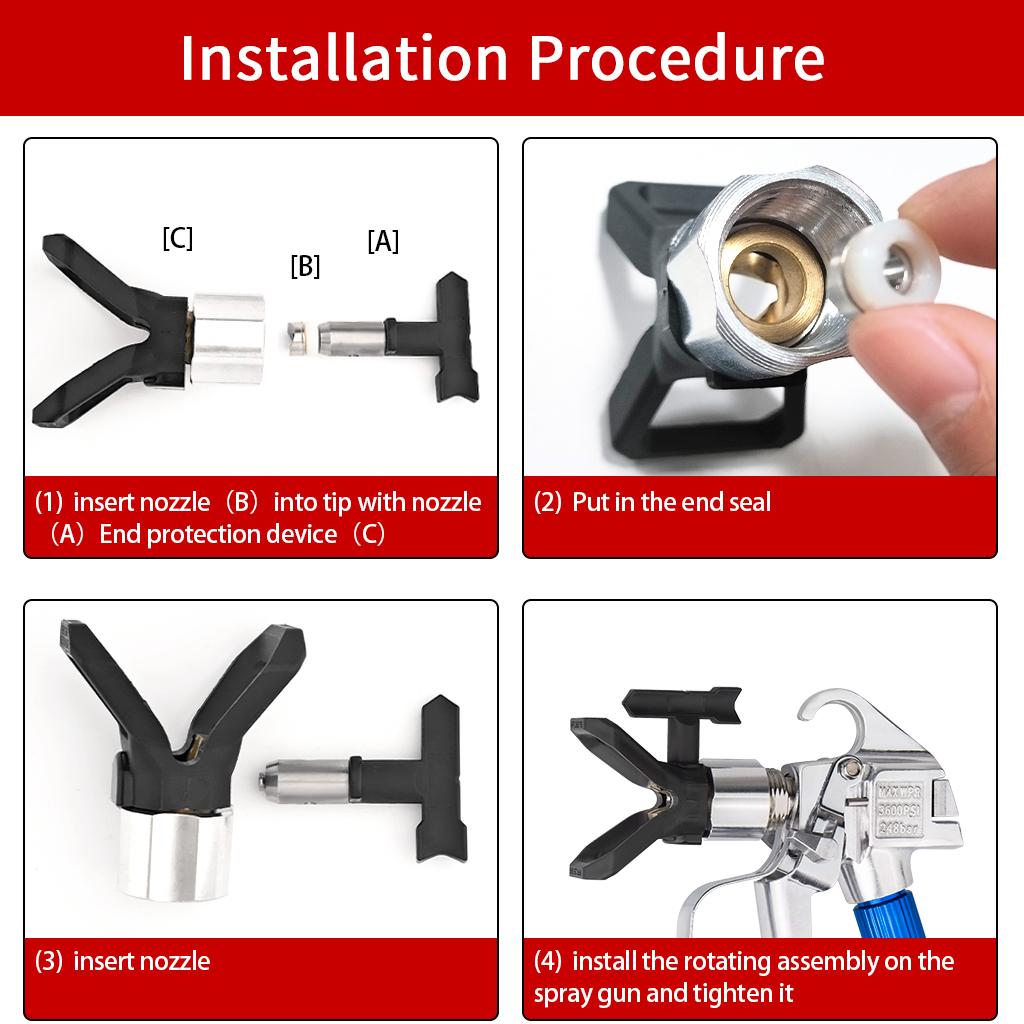 12 Airless Paint Spray Guns, Equipped with Nozzle Protection Cover, Nozzle Tip, and Airless Spray Gun Filter, Suitable for Airless Spray Machines