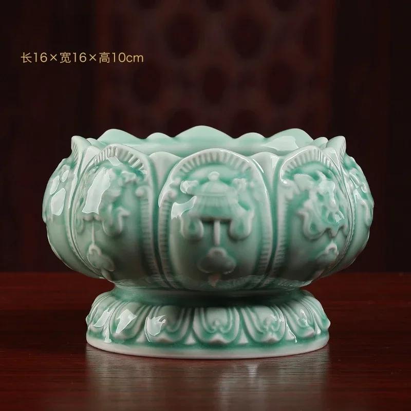 1PCS White Porcelain Incense Burner Ornament for Home Indoor Eight Auspicious Offerings and Buddhist Supplies Candlestick holder