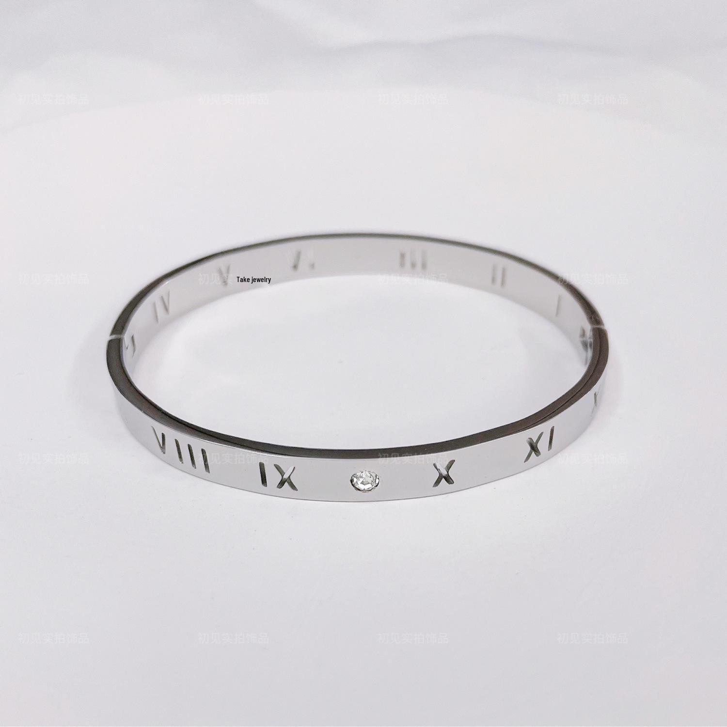 

Браслет-манжета из нержавеющей титановой стали с римскими цифрами - Корейский минималистичный унисекс браслет