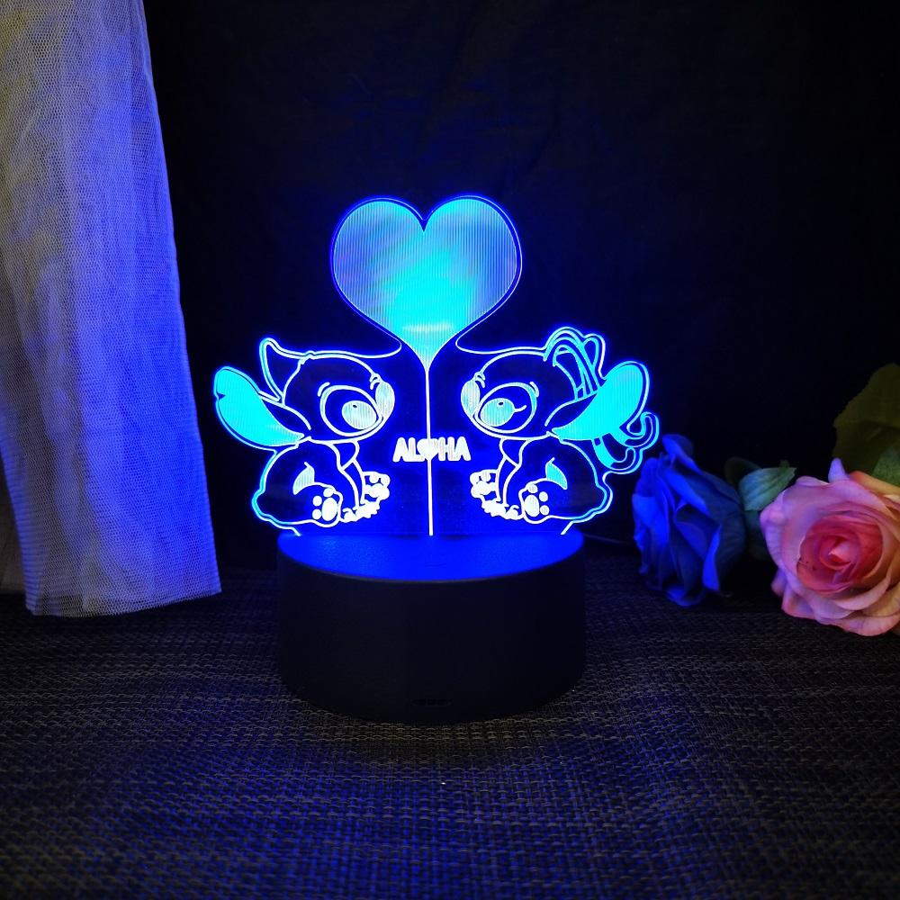 Stitch 3D Acryl Illusion Nachtlicht 16 Farbwechselnde Dekorationslichter Mit Fernbedienung Weihnachten Geburtstag Dekoration Geschenk