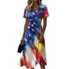 Women's Independence Day Print Casual Fashion Short Sleeve V-Neck Dress
