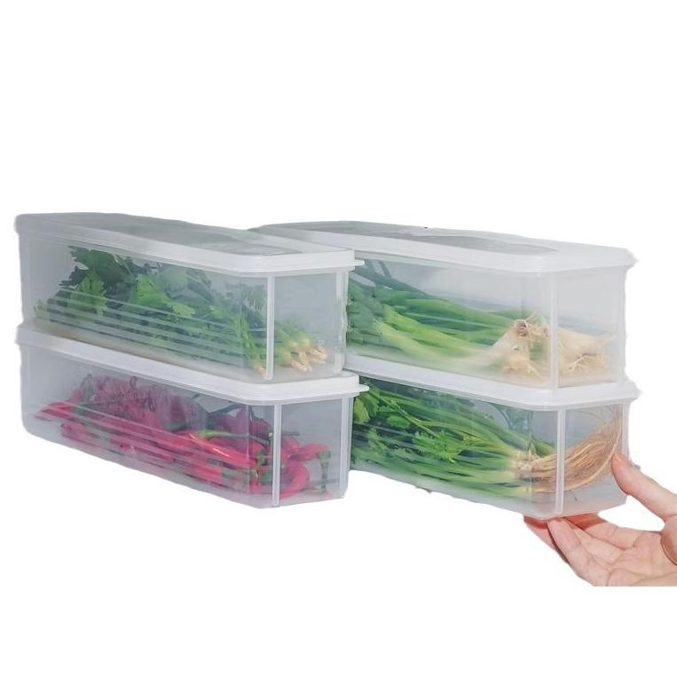 Kitchen Long Rectangular Food Storage Containers, Plastic Reusable Refrigerator Organizer Boxes