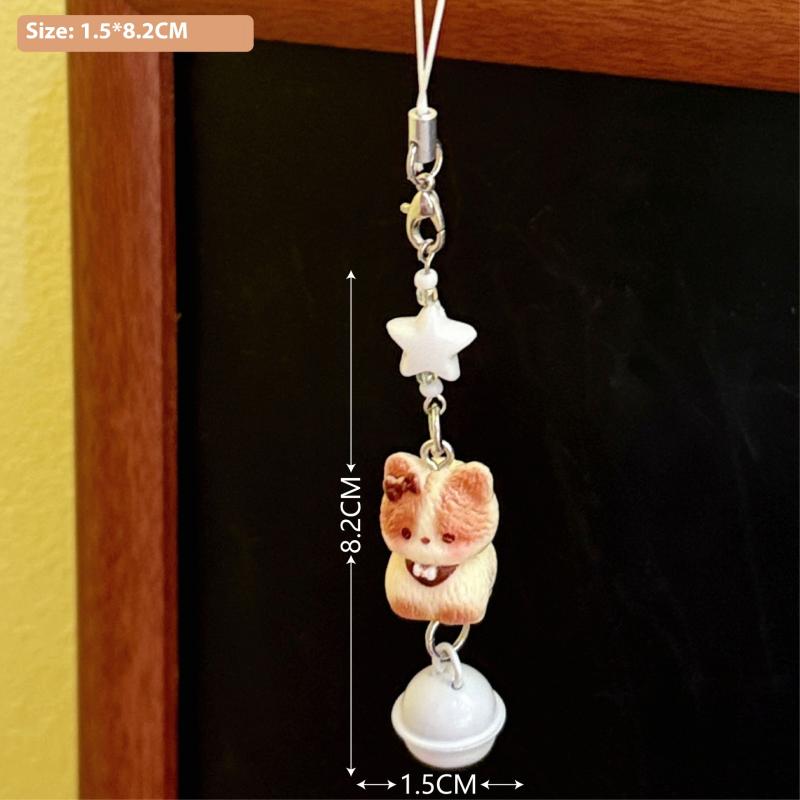 

Милый мультяшный объемный котенок, колокольчик, шнурок для мобильного телефона с бусинами, подходящий брелок, женская модная подвеска для сумки, аксессуары