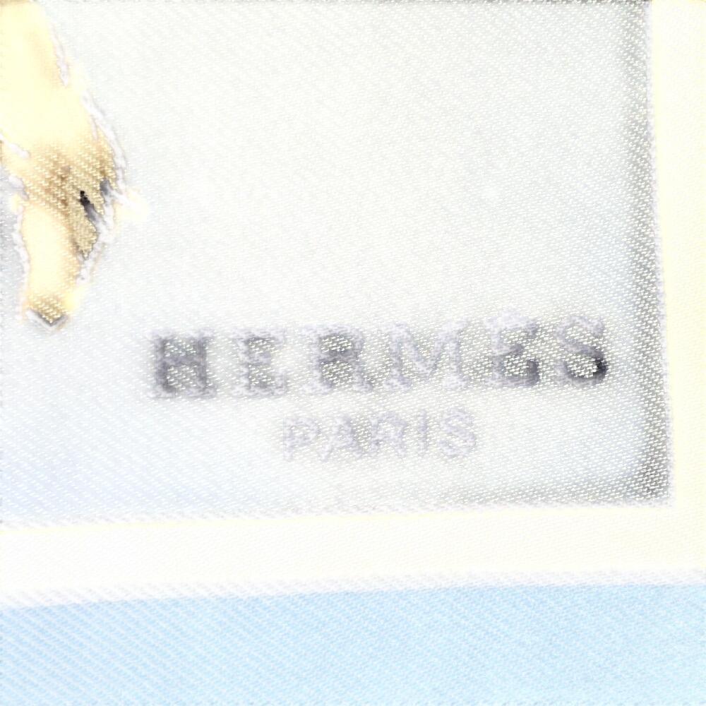 Hermes Journey To Niger Silk Silk Carre 45 Scarf Blue Silk Women Used