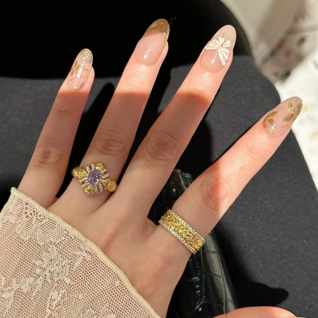 Exquisite Open-ended Copper Wheat Spike Ring For Fashionable Women In Purple