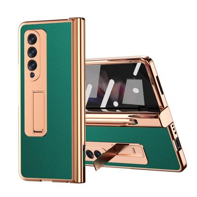 Pokovování kožená skládací pouzdra pro Samsung Galaxy Z Fold3 Fold4 Fold 4 2 Fold 3 5g Anti-Drop Krycí sklo Ochranná fólie