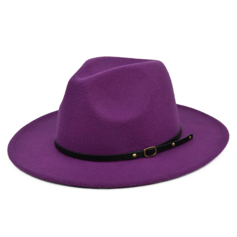 Retro Plush Jazz Multi Color Flat Big Brimmed Hat With Fashionable Personality