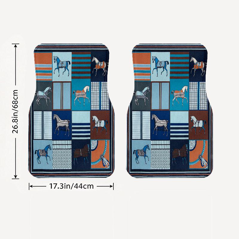 Horse Art Pattern Black Car Floor Mats Full Coverage All-Season Car Mats, XPE Non-Slip And Wear-Resistant Mats Suitable for SUV Interiors, Textured Ca