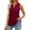 Women Solid Color V Neck Sleeveless Perforated Loose Casual Summer Tank Top