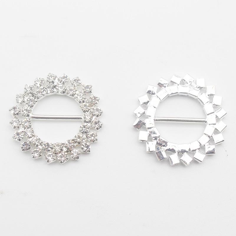 5pcs Round Sun Flower Silver Crystal Rhinestone Buckle Damond Buckle Wedding Supplies For Gift Box Ribbon Packaging Decoration