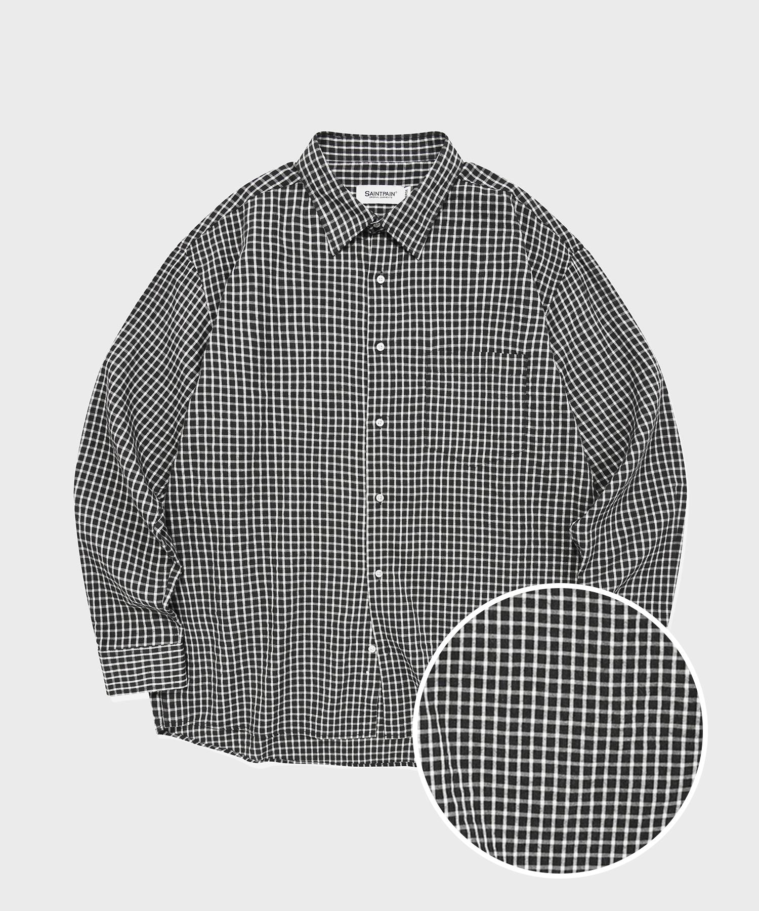 Saint Pain Sp Check Oversized Shirt - Black Black/L