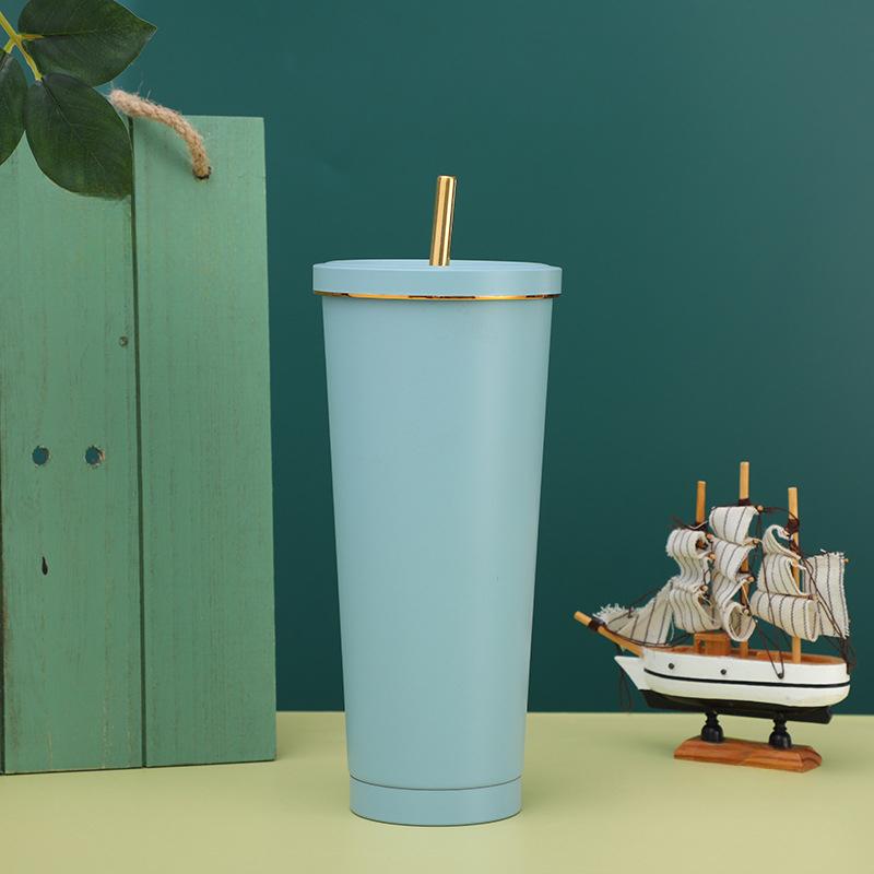 Kaffekopp i rostfritt stål med vakuum-sugkopp, enkel, stor kapacitet, mode, kontorsmugg.