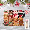 8pcs 2D Flat Gingerbread Cat Tree Toppers -Christmas Ornaments with Hanging Loop Artificial Wood Holiday Decoratio for Xmas Tree