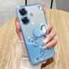Realme Note60 Mobile Phone Case Gradual Change Eternal Flower Anti-drop Ultra-thin Silicone Cover Gradual Change Glitter with Bracket Note60