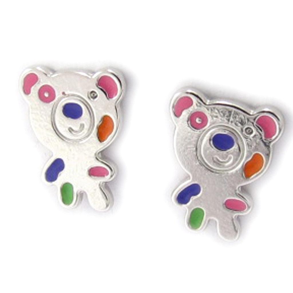 Altesse [K6400] - Multicolored 'Ourson' Silver Earrings