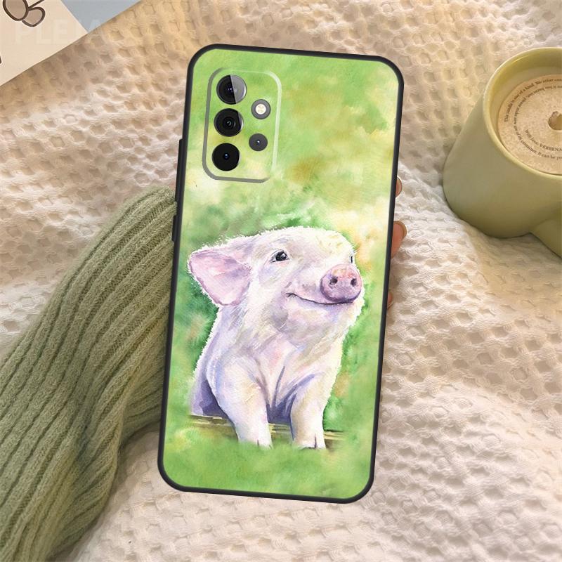 Cartoon Pig Case For Samsung Galaxy A16 A33 A36 A56 A26 A15 A55 A53 A35 A22 A32 A52 A54 A34 A14 A05 A06