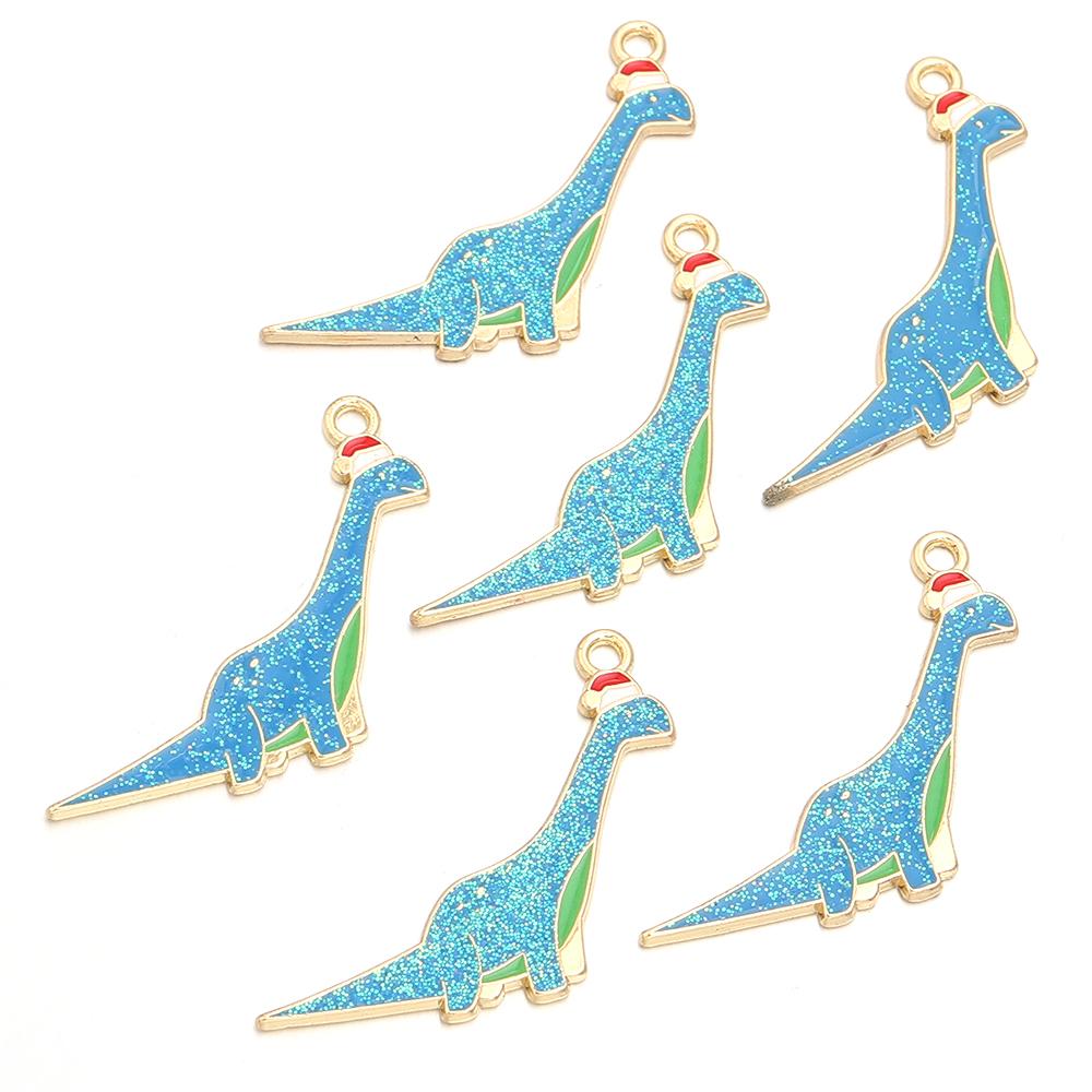 6pcs/lot Alloy Enamel Dinosaur Charms Colorful Cute Animal Charms Pendants For DIY Jewelry Making Necklace Keychain Accessories