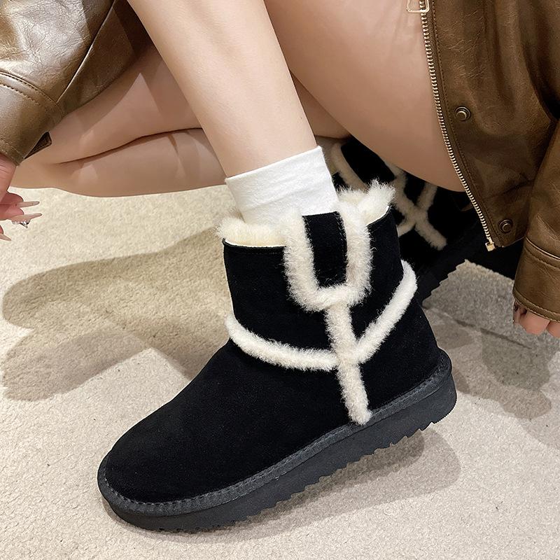 Large Size Women's Shoes Snow Boots Women's Winter New Thick-soled Piled Thickened Short Boots Large Cotton Shoes