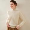 Women's Three-Strand Thickened Cashmere Cable Knit Sweater - Half-High Collar, Long Sleeve, Autumn Winter Pullover.