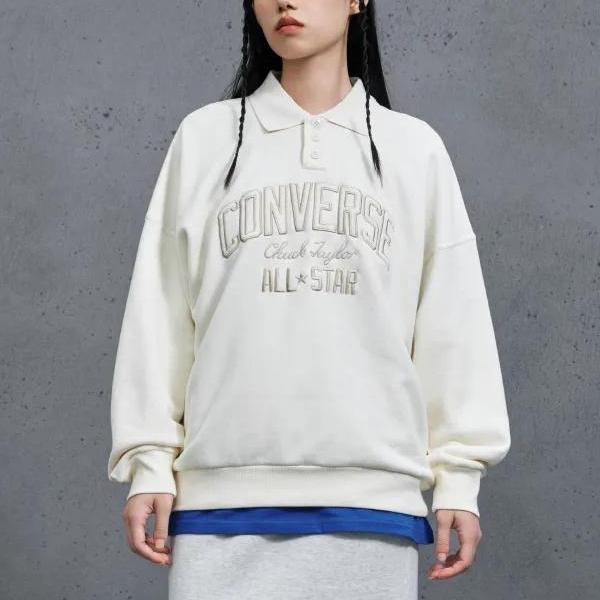 Converse BUTTONRetro Chuck Sweatshirt Women's White 10027073-A02