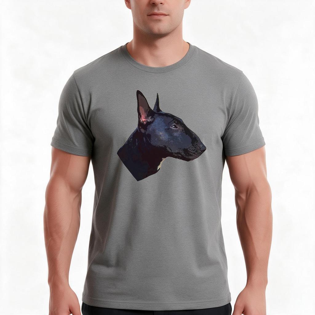 Bull Terrier Black Brindle Face Tshirt Summer Casual Cotton Tee Oversized Streetwear Tops Vintage Graphic Print 100 Cotton