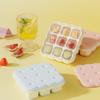Cartoon Biscuit Style 9-grid Ice Cube Mold, Food-grade Silicone Ice Tray with Lid for Baby Food and Ice Making