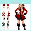 Women's Sexy Santa Outfit Red Tube Top Dress Xmas Cloak Cosplay