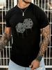 Men's Diamond Dice Print Black T-Shirt With Crew Neck, Casual Tee, Medium Stretch Knit Fabric, Regular Fit For Boys A