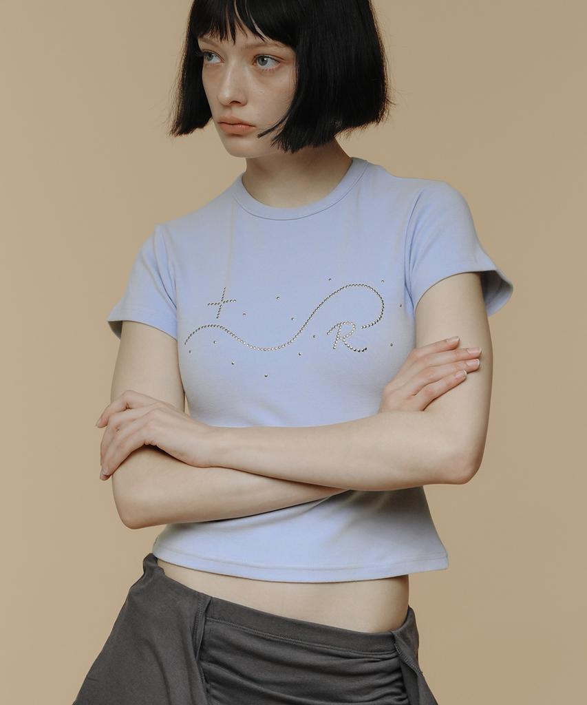 Lomaentinueo Signature R Wave Crop Cotton T-Shirt (Blue Lavender)