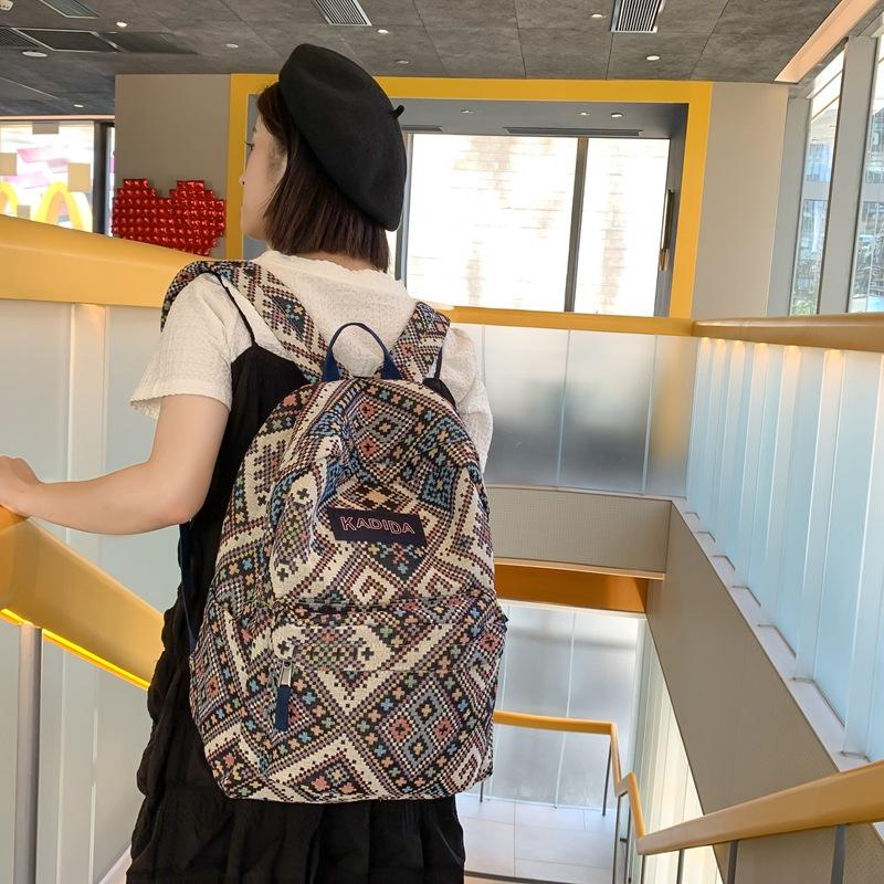 Schoolbag floral schoolbag junior high school girls personality large capacity backpack female college students design sense versatile commuter