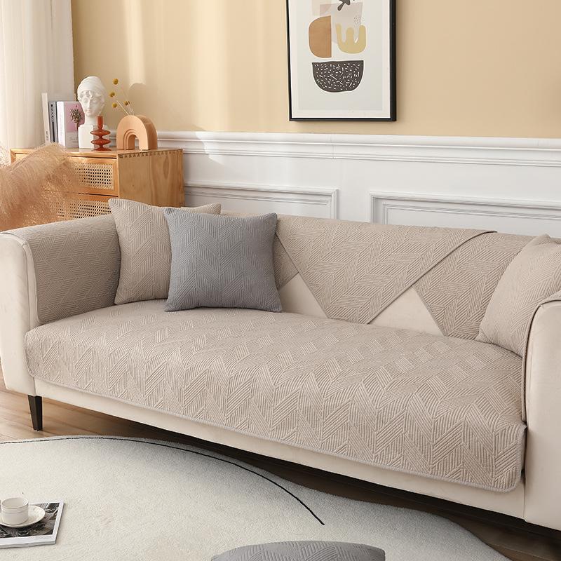 Prosta poduszka na sofę, Czterosezonowa czysta bawełna, Antypoślizgowa, Uniwersalna poduszka na siedzisko, Zimowy skórzany pokrowiec na sofę, Oświetlona tkanina okryciowa