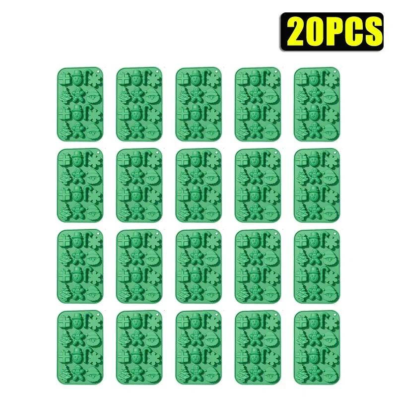 1-20PCS Christmas Tree Silicone Molds Santa Snowman Gingerbread Mold for Candy Jelly Baking Holiday Kitchen Crafts