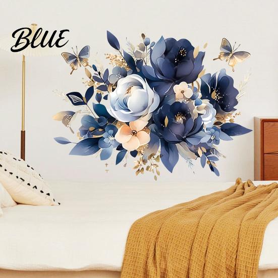 Floral Wall Decals Watercolor Flower Stickers Removable Rose And Peony Decals Waterproof PVC Mural Peel Stick Art Decors for Living Room